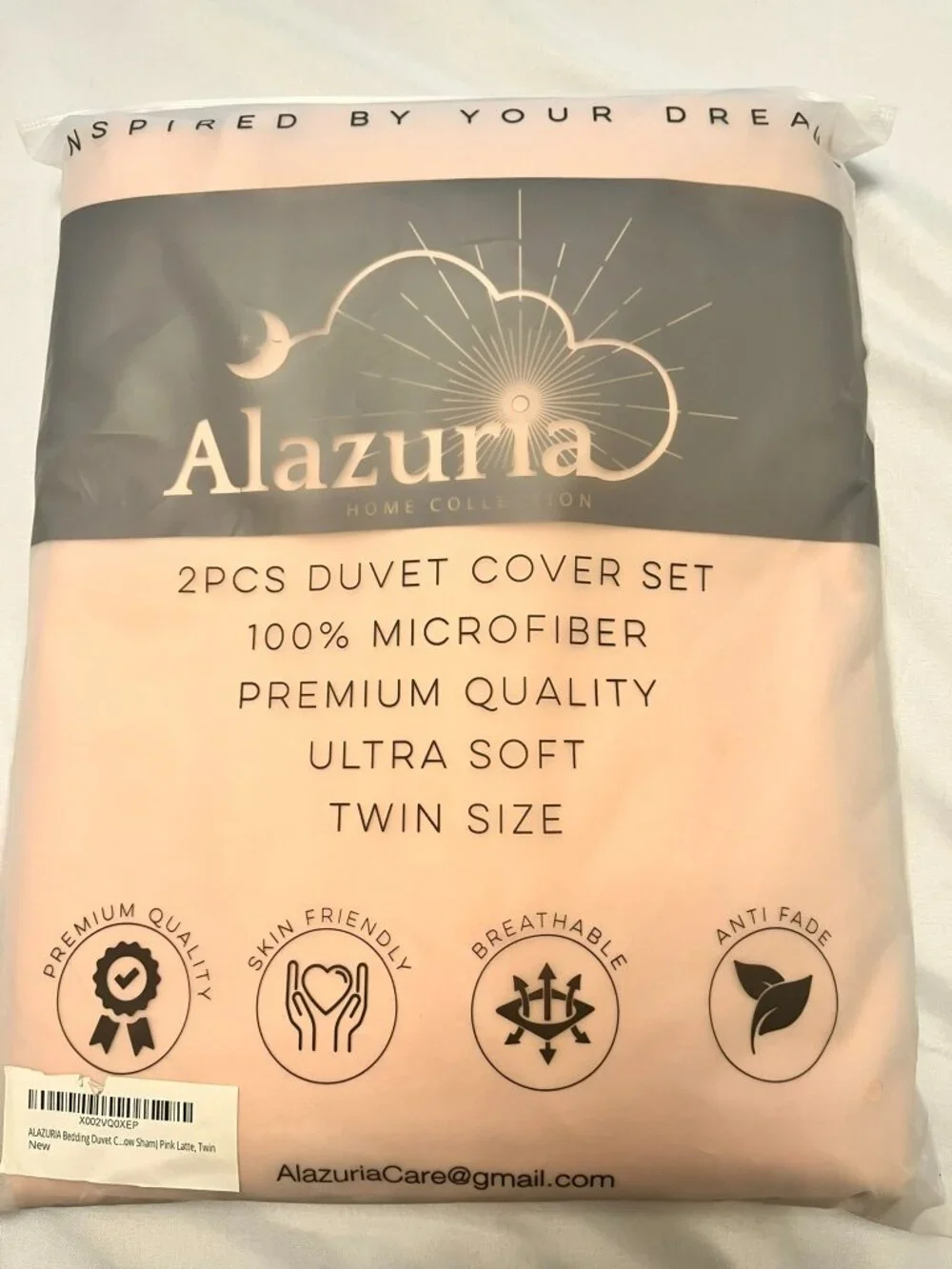 Alazuria Home Collection 2-Piece Duvet Cover Set Pink Latte Twin
